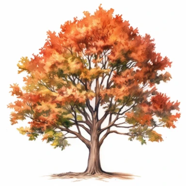 tree of drak brown maple ,watercolor clipart