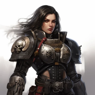 deathwatch warhammer 40k fantasy character, dark hair, paint art style, clipart, white background, superrealistic, one of a kind