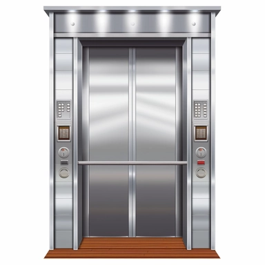 elevator with closed doors clipart on white background