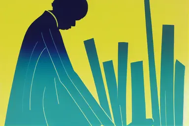 golfing silhouette, linocut, clipart