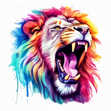 Roaring Lion Clipart colourful gravity art white background
