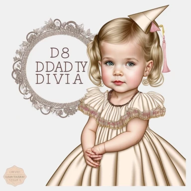 clipart, transparent background, baby girl diva, kindergarten graduation, 300dpi