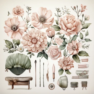 watercolour, baby theme, clipart, soft and muted pastel nuances, boho style, white background