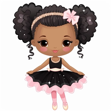 kawaii ballet black girl clip art