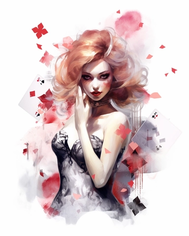 watercolour casino pin up pretty lady hd clipart white background