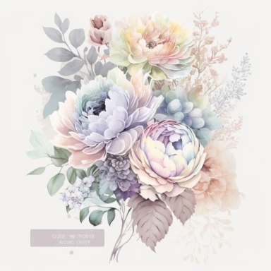 soft colorful pastel colored floral arrangement clipart, soft and subtle, colorful fairy pastel colors watercolor style, fawncore, pastel roses only, single rose, light indigo pastel, light purple pastel, muted navy pastel, dreamy pastel colors, muted pastel colors, plain white background, use of fabric, excellent depth of shading in soft watercolor style, watercolor artwork, plain white background for transparent editing
