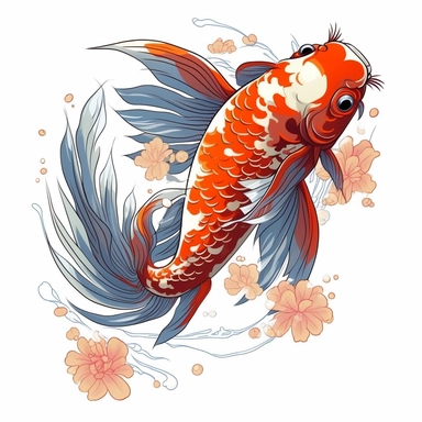Japanese Koi Fish clip art, white background