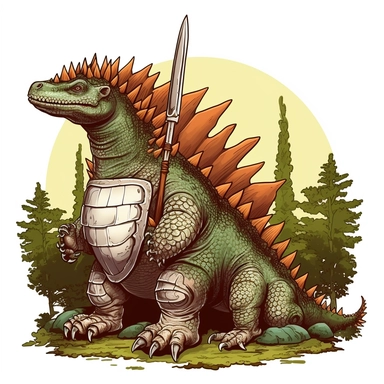 a dinosaur an ankylosaurus with bone armor on its back and a bone club on its tail in the forest clip art