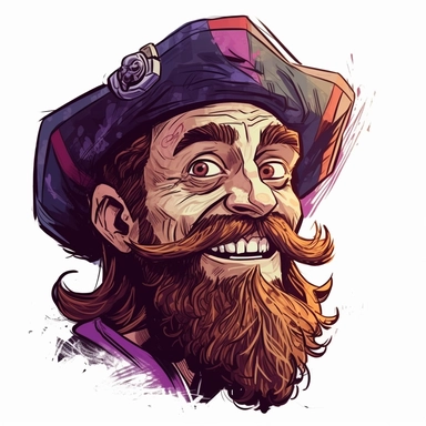 pirate fan art captain hat clipart, in the style of alex hirsch, emphasis on facial expression, soggy, gamercore, the new fauves, wandering eye, russell dauterman