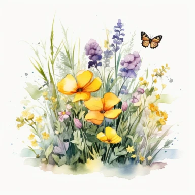 a Watercolor Spring Meadow Clipart