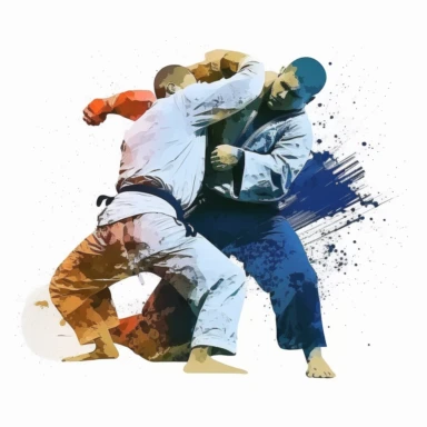 Two brazilian jiu jitsu fighting, clipart, white background