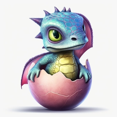 create a pastel color baby dragon coming out of half cracked egg, with deep eyes, dark contrast, deep colors, clipart on white background, HD, sharp image, clipart on a white background
