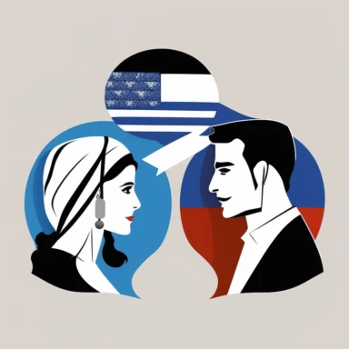 clipart conversation between men and women, with an Israel flag behind