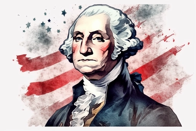 July 4th celebration, george washington, logo, clipart, white background, space out