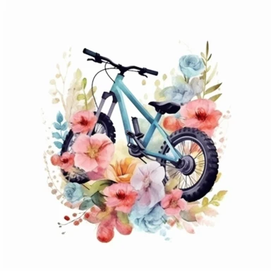 Beautiful pastel color fairy butterfly flower mountain bike with full cushion, alphabet letter L watercolor clipart, cartoon, hyper realistic, intricate detail, illustration style, high resolution, on the white background