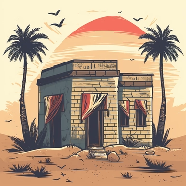 vector or clipart egyptian home with flag background