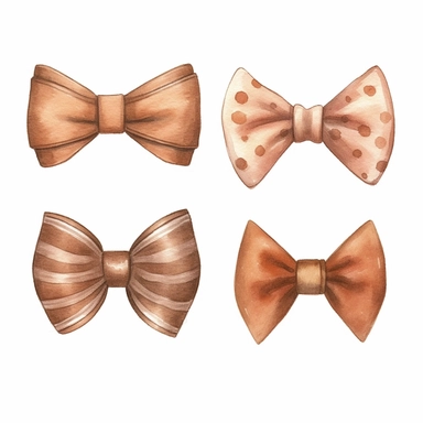 fathers day, water colour clipart, a beautiful cute lite brown bow bundles, realistic, cute,