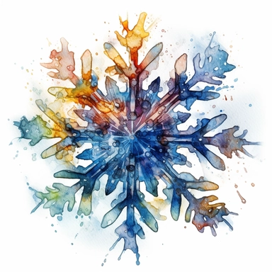 HIGHLY DETAILED HIGHLY INTRACATE WATERCOLOR CLIPART ILLUSTRATION OF A SINGLE BEAUTIFUL SNOWFLAKE DO NOT MAKE A SATURATED IMAGE