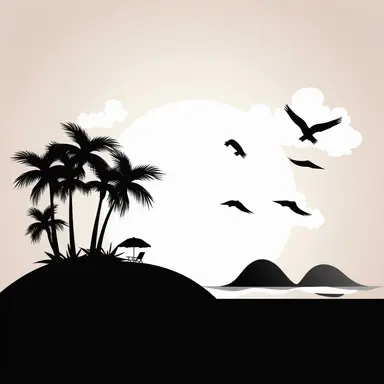 simple beach scene black, svg, clipart, silhouette cricut, white background