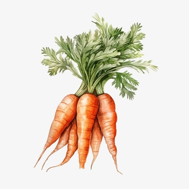 clip art, clear background, watercolor painting, carrot, simply style, png, transparant background