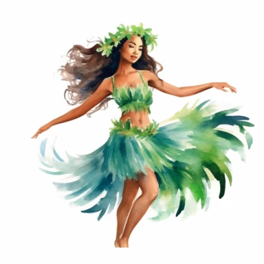watercolor hula girl clipart, hd, watercolor clipart, white background