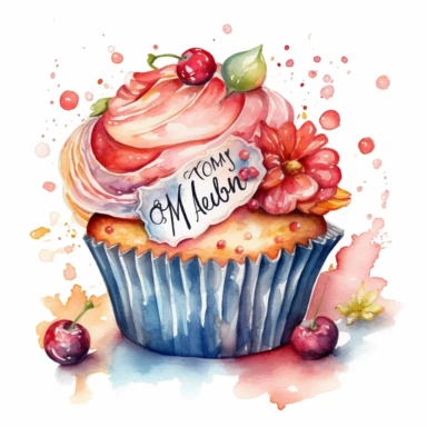 An intricately detailed watercolor clipart illustration displaying an ultra-realistic [specific design idea, like  cupcakes decorated with an inscription for mom  ], isolated on a white background, in the style of ultra-detailed watercolor clipart illustrations, HDR watercolor clipart illustrations, 32K watercolor clipart illustrations, hyperrealistic watercolor clipart illustrations, ultra-intricate watercolor clipart illustrations, high-resolution watercolor clipart illustrations, high-definit