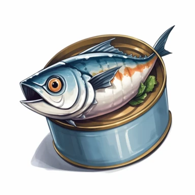 tin of tuna fish clipart, illustration by joe chou, white background
