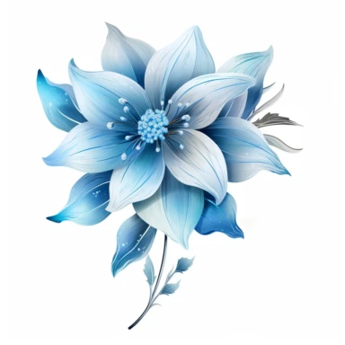 one winter flower clipart. frost, ice, white background q-- 5