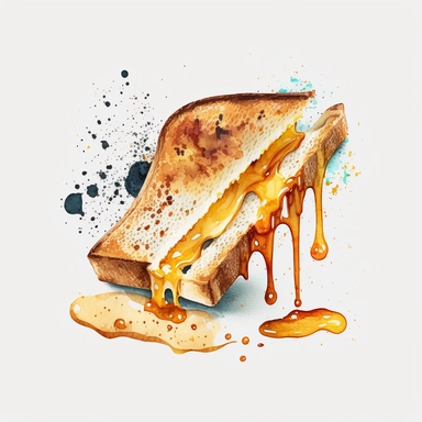 watercolor grilled cheese clipart with white background