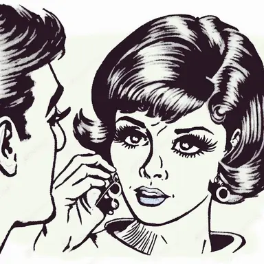 1960's clipart vector graphic, retro, vintage, woman staring.