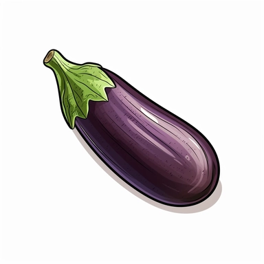 eggplant, side view, cartoon style, on a white background, clipart