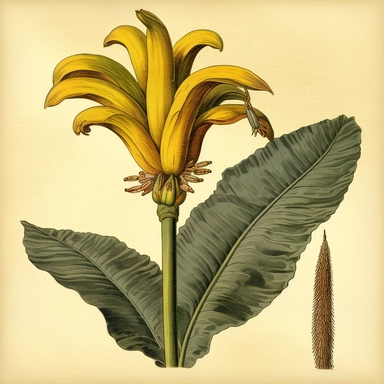 Clipart, vintage, Flower of the banana tree, MUSA, candice maculata fructa, botanical illustration, hand-drawn, texture