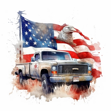 American flag, American, America Eagle, one nation under god, Clipart watercolor, architect, travel, truck, no watermark, text, brush , 300 DPI , typography, shapes do not stick together, no text in the picture