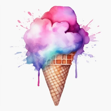 watercolor ice cream cone clip art white background
