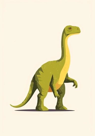 dinosaur clipart of a dinosaur walking, transparent png clipart png, in the style of jean jullien, light yellow and green, traditional animation, large-scale minimalist, duckcore, 1000–1400 ce, paul corfield
