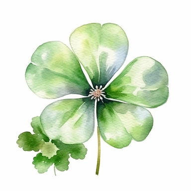 Watercolor single Clover Clipart