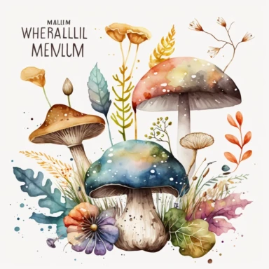 watercolor wild mushroom clipart