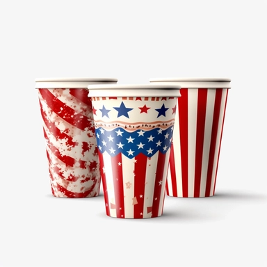 4th Of July Coffee Cups Png, on a white background, Illustration clipart, 4K, extremely detailed