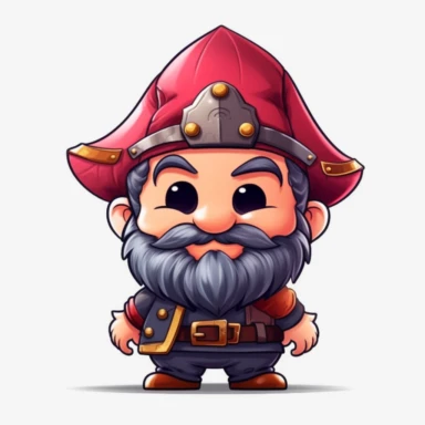 clipart, male kawaii Pirate gnome, kawaii Pirate gnome, isolated on white background, no background