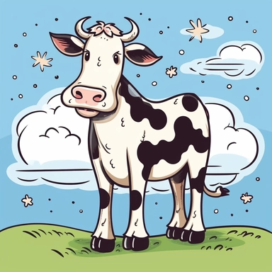 Continue your creative journey as you immerse yourself in the creation of a captivating cow clip art file. Envision a charming and delightful illustration of a cow, free from any background, that will later be converted into the versatile SVG format. Let your artistic expression flow as you focus on capturing the essence of a cow's personality through expressive features. Pay attention to the cow's endearing facial expression, eyes, nose, and ears. Bring out their unique qualities and create a c