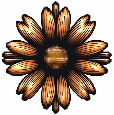 vector daisy clipart free download, in the style of michael kidner, dark bronze and orange, kōji morimoto, rough-edged 2d animation, 35mm lens, carving, elegant use of negative space