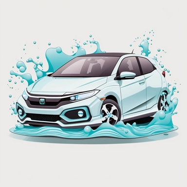Clean Honda vehicle. Clipart style or cartoon. With bubbles. 4k