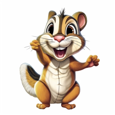 Illustration of a cute baby Chipmunk against white background, fairy tale, cartoonish style, highly realistic, white background, clipart, PNG pure white background, high resolution, hyper detailed, best quality, high detailed illustration