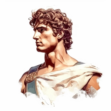 beautiful stunning handsome vintage greek god character, paint art style, clipart, white background, superrealistic, one of a kind