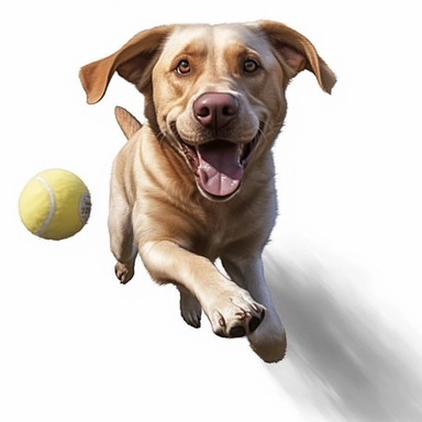 3D Super Realistic labrador retriever Dog chasing the ball Clipart