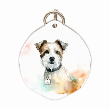 Watercolor dog tag clipart, white isolated background, space out, hd