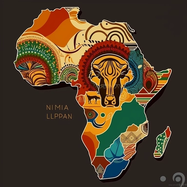 Africa continent tribal art map concept, vector art, vector clipart ar 3:2 q 3 v 4