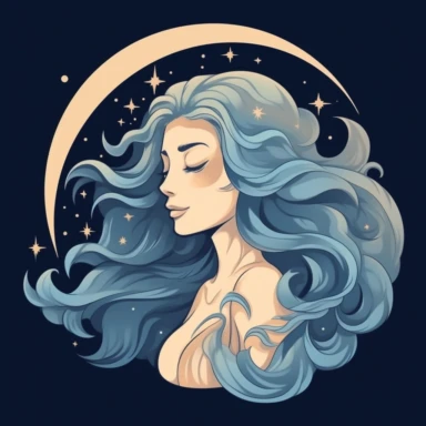 create a simple clipart of Luna, the Moon Guardian: A celestial being with luminous skin and flowing moonlight hair who protects the night sky.