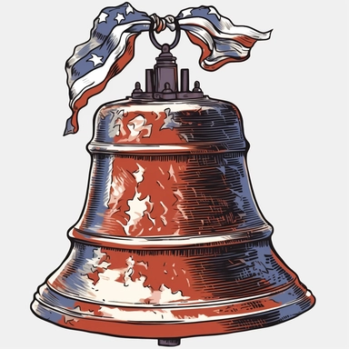 the liberty bell, clipart, vector art, red and white and blue colors, white background