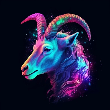 Capricorn, rainbow, galaxy, fluorescense, beautiful, looking to the side, clipart /8k/